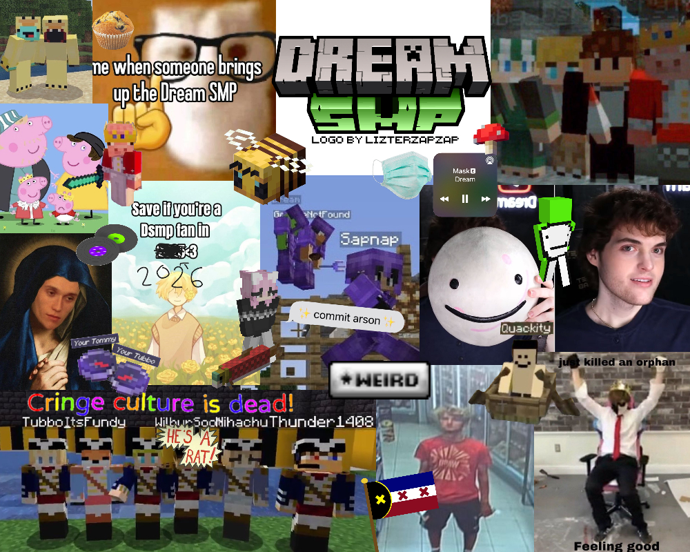 a collage of images from the dream smp fandom and creators
